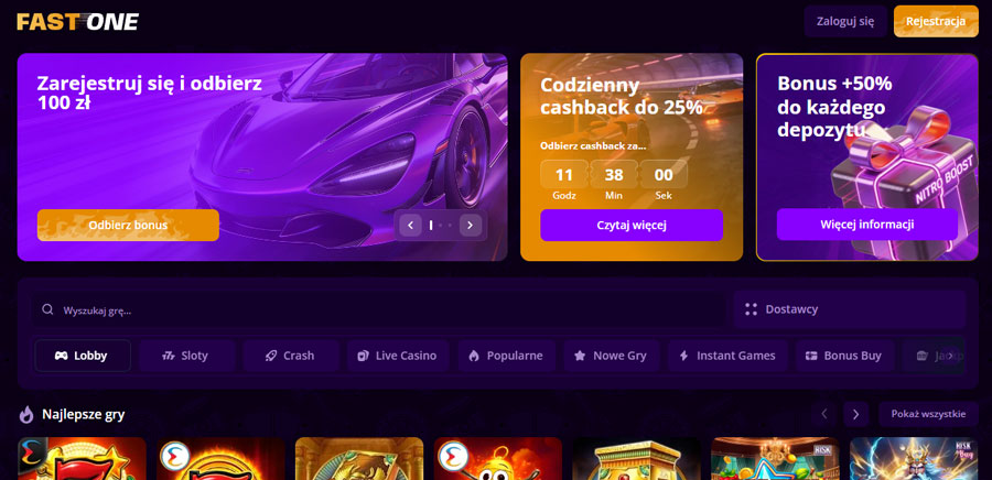 Bonus BEZ depozytu 100 zł za rejestrację w FastOne casino