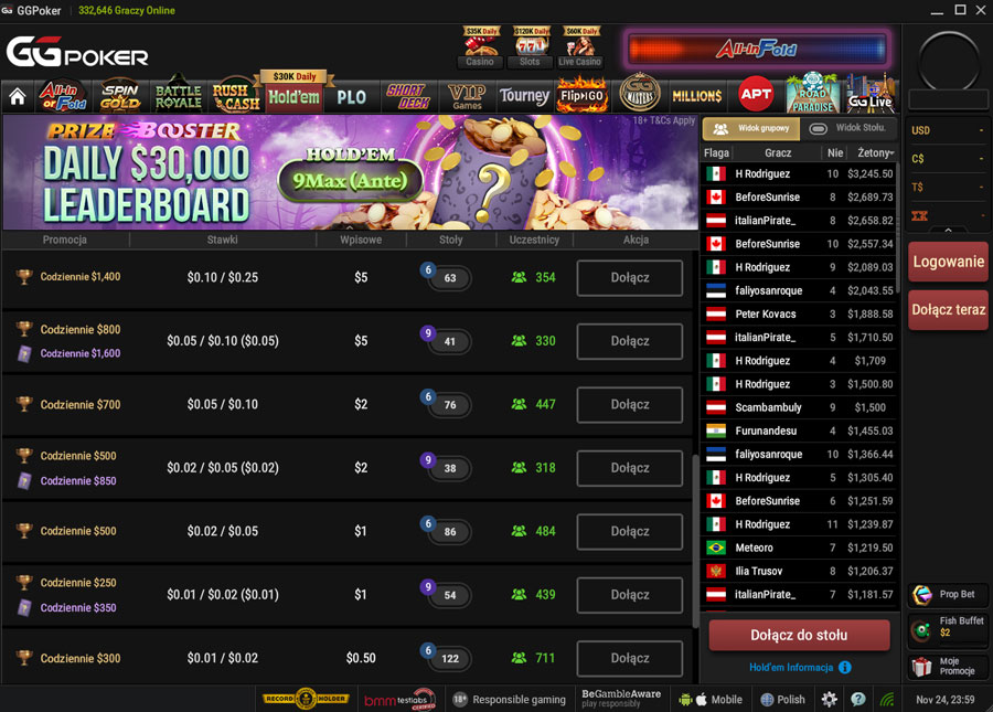 Turnieje i gotówka przeciwko azjatyckiej publiczności