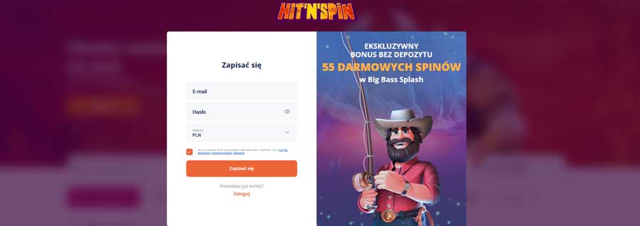 55 Darmowych Spinów Bez Depozytu za rejestrację w kasyno Hitnspin