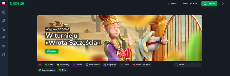 Cactus: 175% + 25DS na Pierwszą Wpłatę