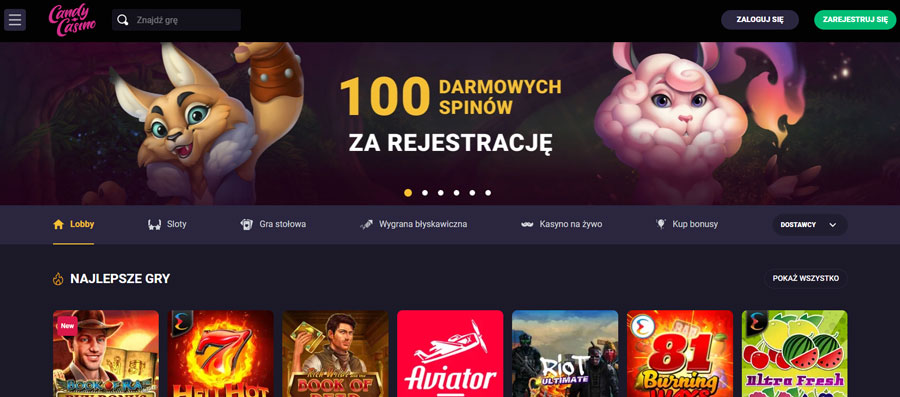 100 Darmowych Spinów Bez Depozytu w Candy Casino