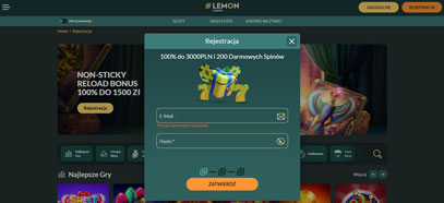 Rejestracja i Logowanie w Lemon Kasyno